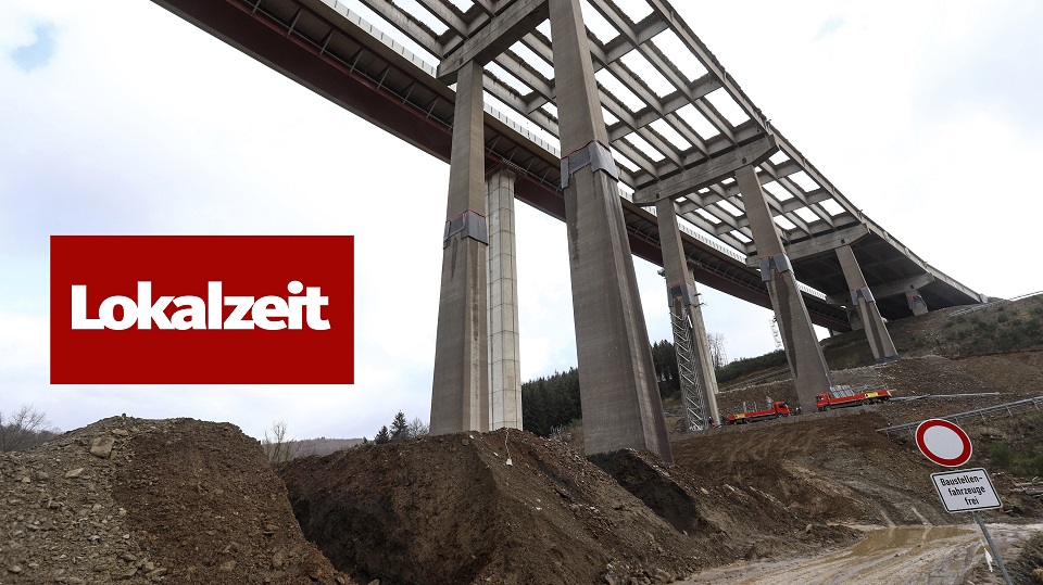 An der Talbrücke Rinsdorf werden Vorbereitungen für die Sprengung getroffen. Am Sonntag 06.02.2022 soll die Talbrücke Rinsdorf gesprengt werden