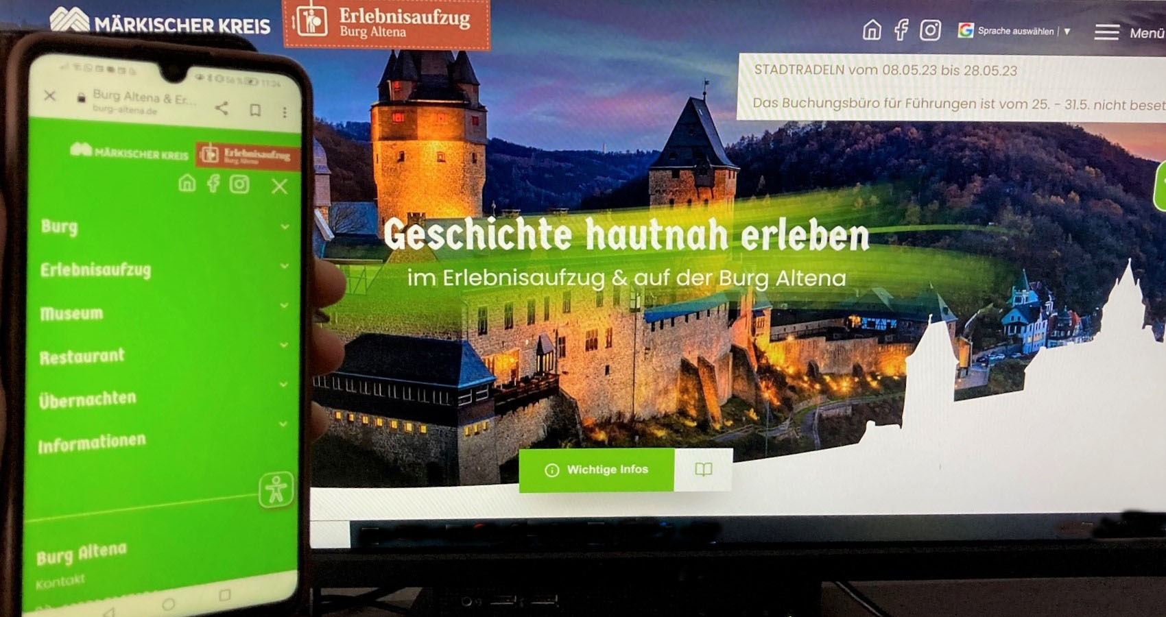 Neue Internetseite der Burg Altena und Erlebnisaufzug
