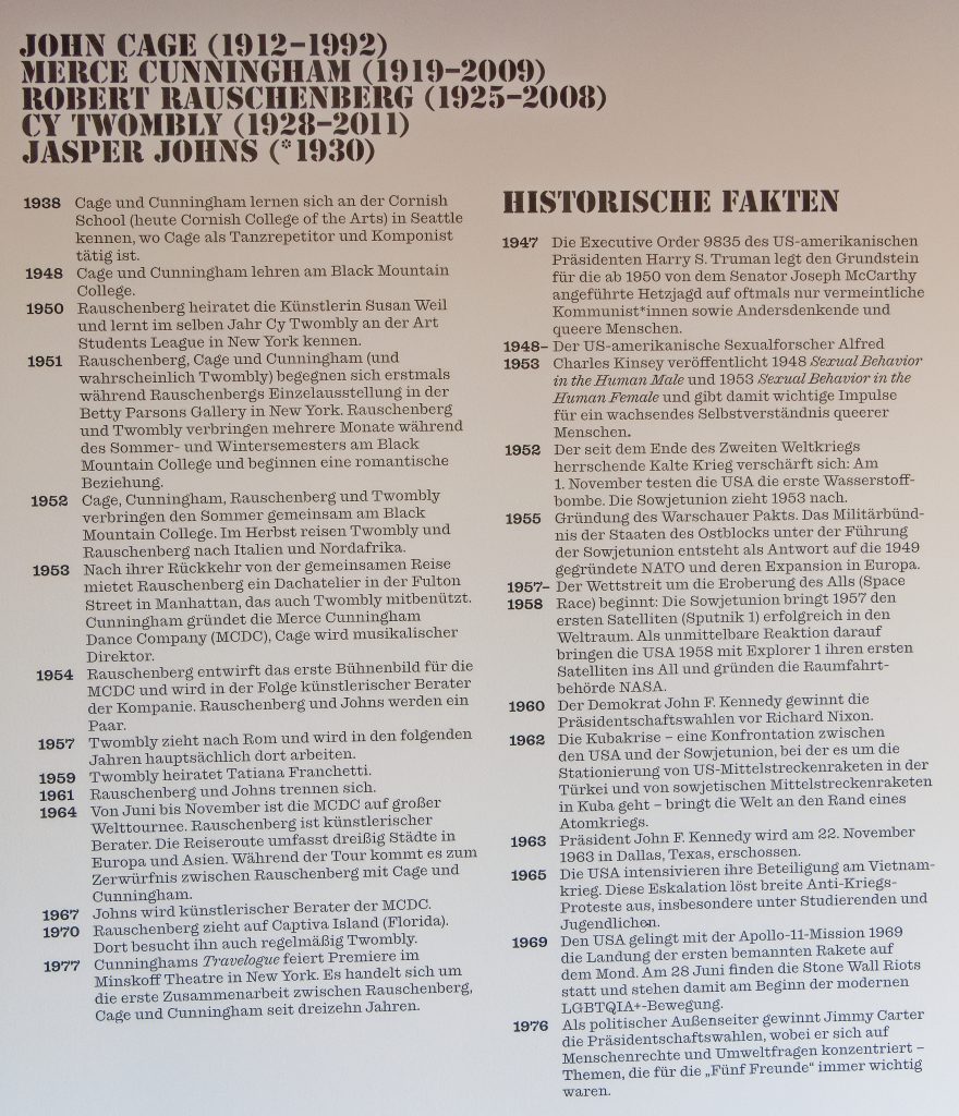 Fünf Freunde. John Cage, Merce Cunningham, Jasper Johns, Robert Rauschenberg, Cy Twombly. Museum Ludwig.