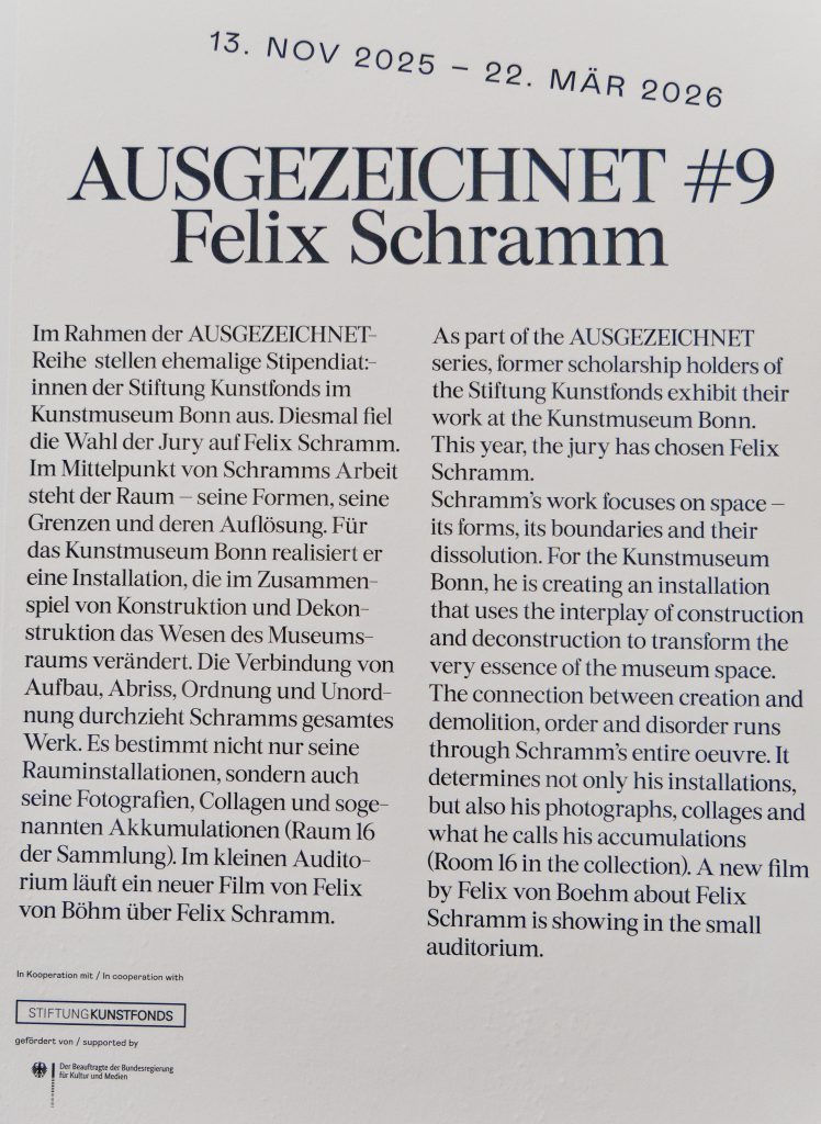 Ausgezeichnet #9, Felix Schramm, Kunstmuseum Bonn - Foto: Helmut Sonnenhol
