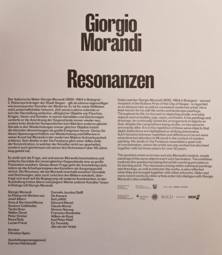 Giorgio Morandi. Resonanzen. Museum für Gegenwartskunst Siegen