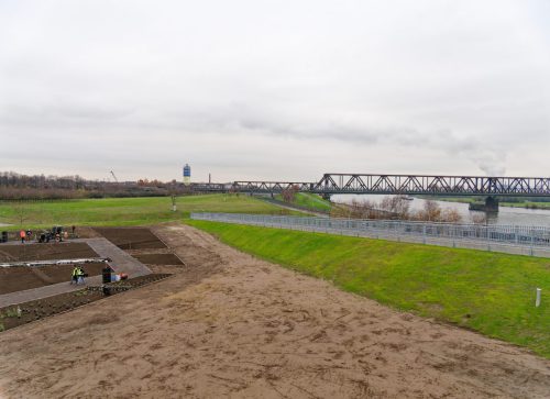 IGA 2027. Rheinpark Duisburg. Erste Rose wurde gepflanzt. Rosenkönigin Theresa Hildebrandt.